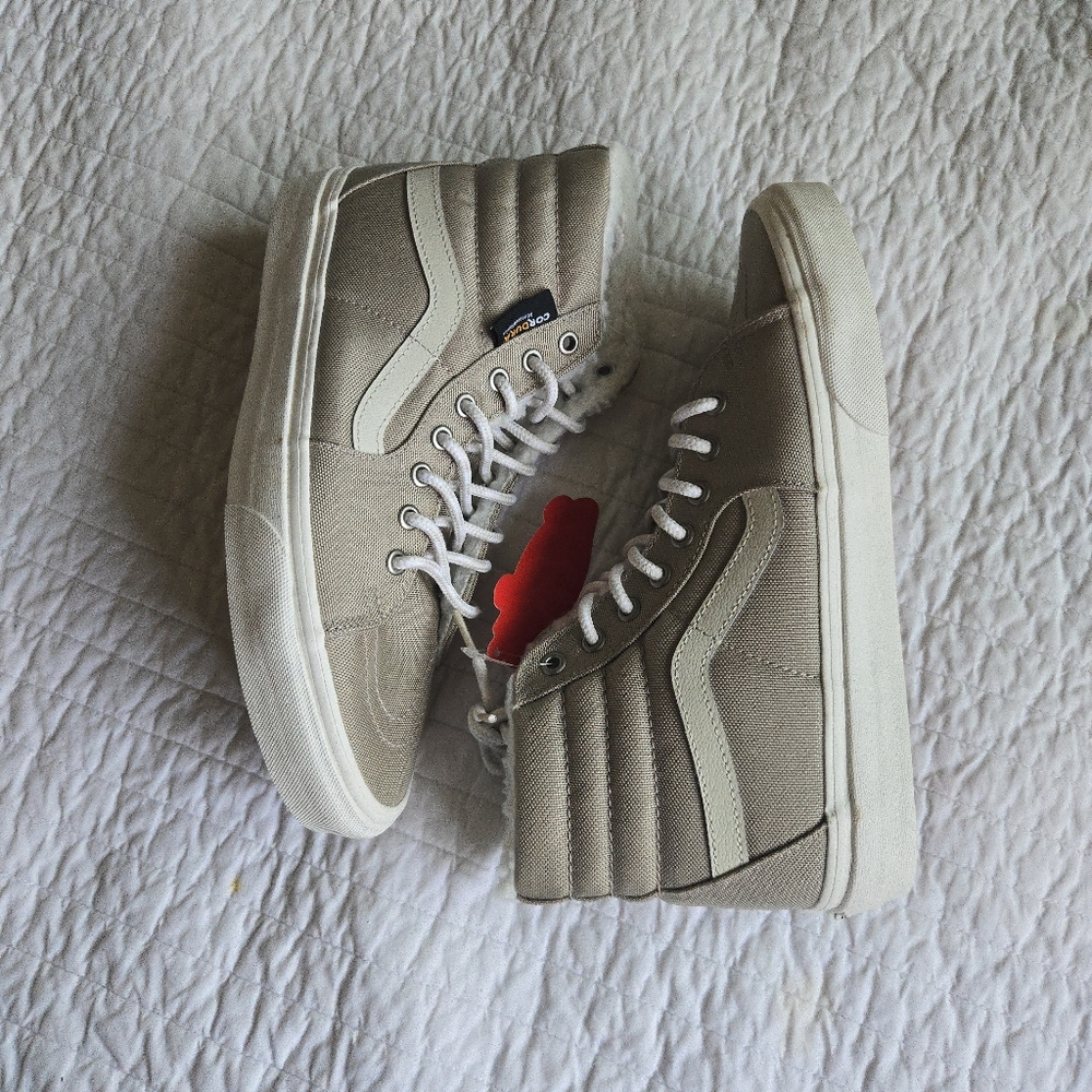 Vans Sk8 Hi Cordura Women Size 10 Tan And White High Top 012026 - Picture 2 of 9